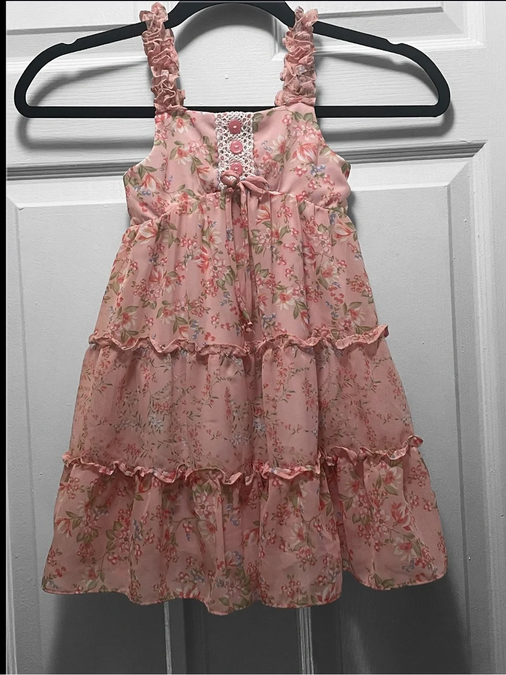 Jona Michelle Toddler Pink Floral Tiered A-Line Dress
